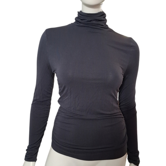 Soft Surroundings Top Shirt Womens Gray Turtleneck Ruched Long Sleeve Size Small - Picture 1 of 7